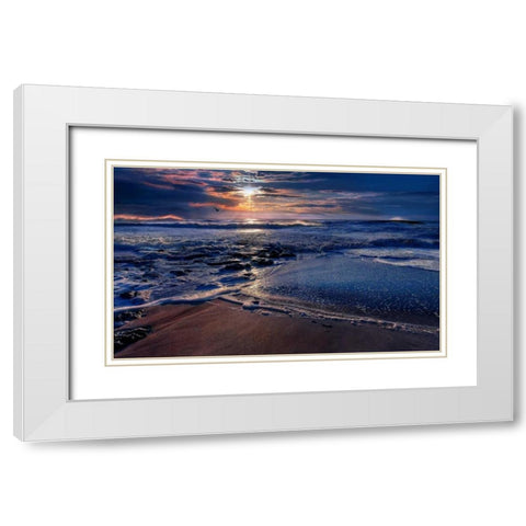 Deep Blue White Modern Wood Framed Art Print with Double Matting by Mikaels, Natalie