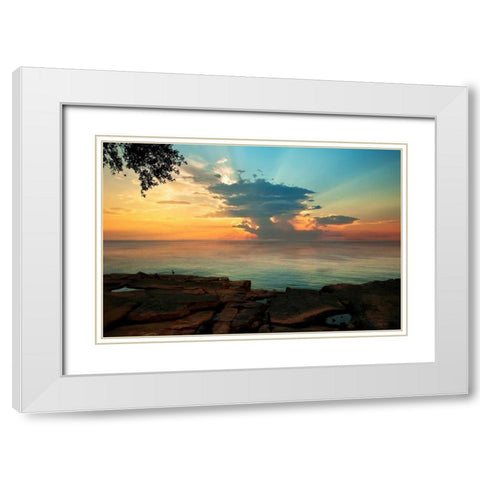 Tranquil Overlook White Modern Wood Framed Art Print with Double Matting by Mikaels, Natalie