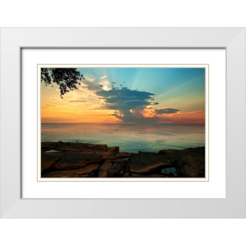 Tranquil Overlook White Modern Wood Framed Art Print with Double Matting by Mikaels, Natalie