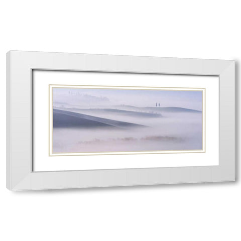 Dawn Mist in Val daâ‚¬â„¢Orcia, Tuscany White Modern Wood Framed Art Print with Double Matting by Mumford, Andy