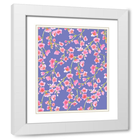 Cherry Blossom Blue White Modern Wood Framed Art Print with Double Matting by Maldonado, Jacqueline