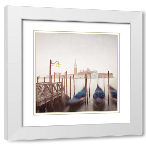 Venice Twilight White Modern Wood Framed Art Print with Double Matting by Morrissey, Margaret