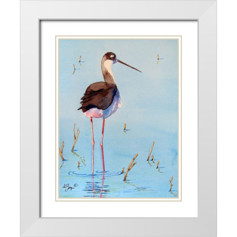 Black Neck Stilt III White Modern Wood Framed Art Print with Double Matting by Muren, Nancy LaBerge