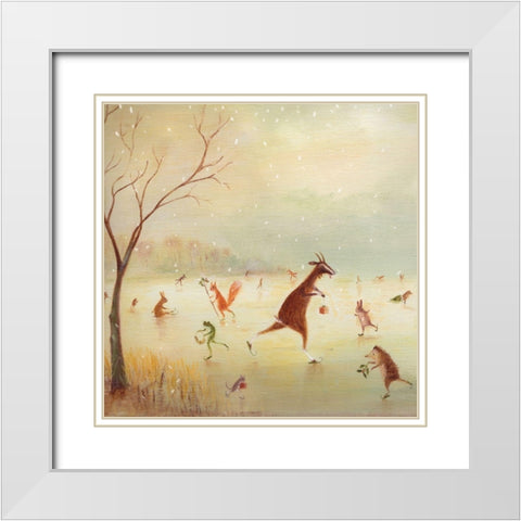 The Winter Skaters White Modern Wood Framed Art Print with Double Matting by McInnes, DD