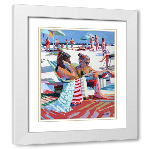 Beach Gossip White Modern Wood Framed Art Print with Double Matting by Mollica, Patti