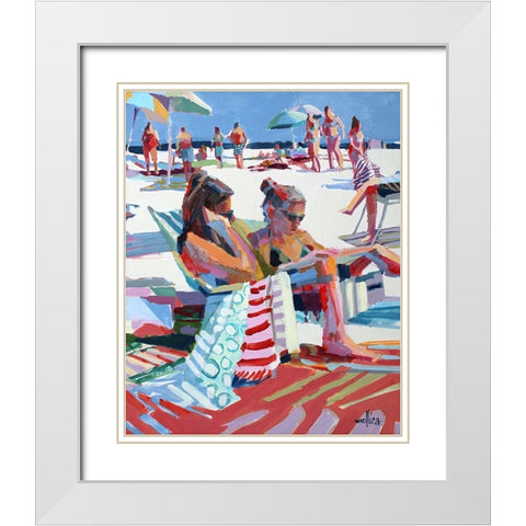Beach Gossip White Modern Wood Framed Art Print with Double Matting by Mollica, Patti