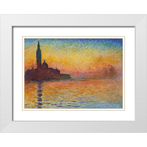 Saint-Georges majeur au cr puscule White Modern Wood Framed Art Print with Double Matting by Monet, Claude