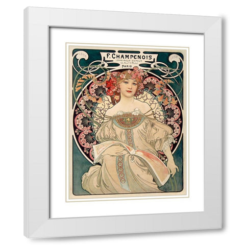 F. Champenois imprimeur diteur White Modern Wood Framed Art Print with Double Matting by Mucha, Alphonse