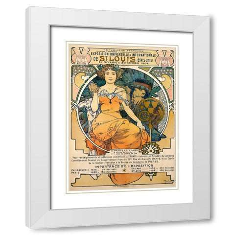 1904 St. Louis Worlds Fair Poster White Modern Wood Framed Art Print with Double Matting by Mucha, Alphonse