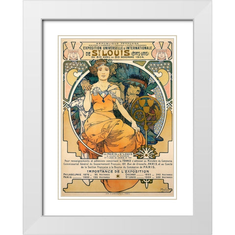1904 St. Louis Worlds Fair Poster White Modern Wood Framed Art Print with Double Matting by Mucha, Alphonse