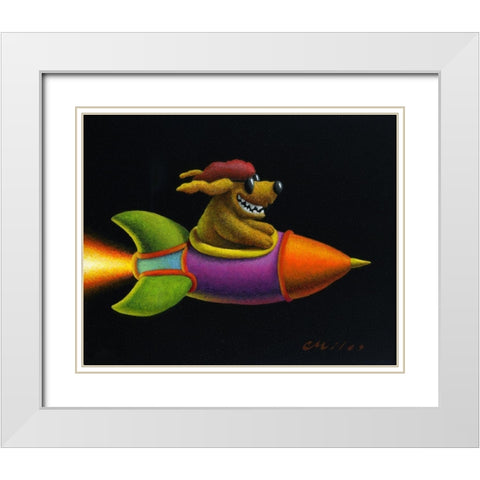 Rocket Dog White Modern Wood Framed Art Print with Double Matting by Miles, Chris