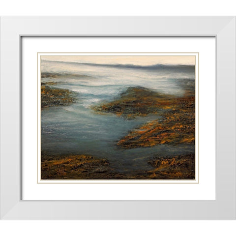 Rocky Cove White Modern Wood Framed Art Print with Double Matting by Mote, Michael