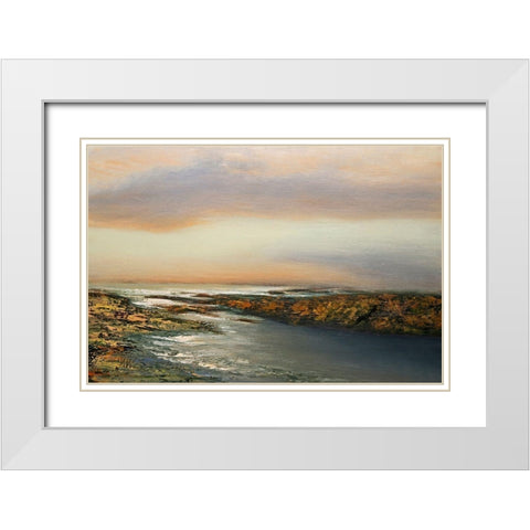 Sunset Waters White Modern Wood Framed Art Print with Double Matting by Mote, Michael