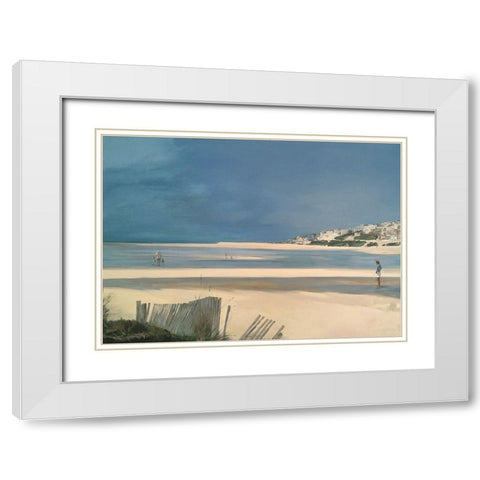 Obidos Lagoon White Modern Wood Framed Art Print with Double Matting by Merino, Carmen