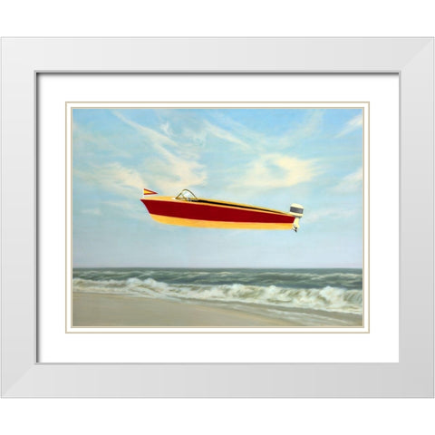 Speedboat White Modern Wood Framed Art Print with Double Matting by Monzon, Rick
