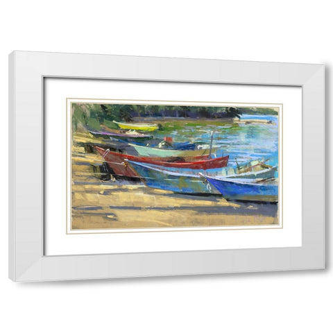 Fishing Boats Marta White Modern Wood Framed Art Print with Double Matting by Mertz, Nancie King