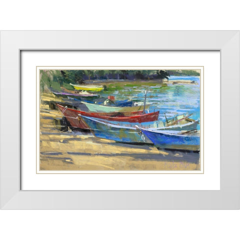 Fishing Boats Marta White Modern Wood Framed Art Print with Double Matting by Mertz, Nancie King