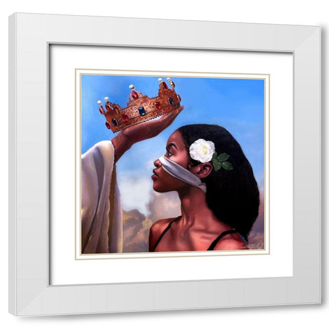 Crown Me Lord â€“ Woman White Modern Wood Framed Art Print with Double Matting by Muhammad, Salaam