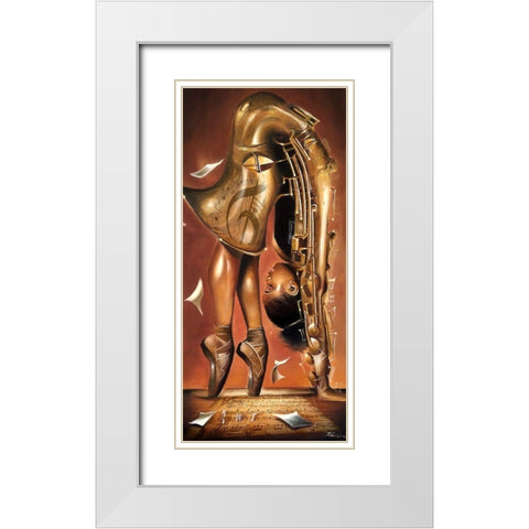 Balletic Tune White Modern Wood Framed Art Print with Double Matting by Muhammad, Salaam