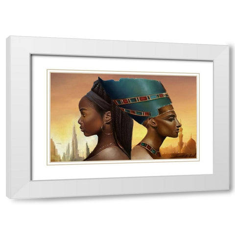 Past and Future Queens White Modern Wood Framed Art Print with Double Matting by Muhammad, Salaam