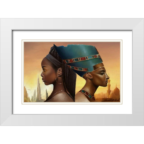 Past and Future Queens White Modern Wood Framed Art Print with Double Matting by Muhammad, Salaam
