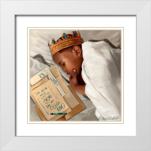 Even When Im Sleeping - Boy White Modern Wood Framed Art Print with Double Matting by Muhammad, Salaam
