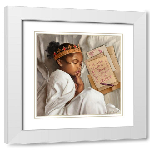 Even When Im Sleeping - Girl White Modern Wood Framed Art Print with Double Matting by Muhammad, Salaam
