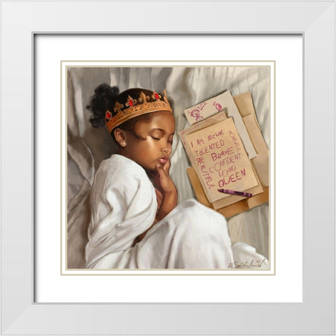 Even When Im Sleeping - Girl White Modern Wood Framed Art Print with Double Matting by Muhammad, Salaam