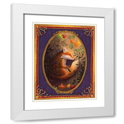 Sleeping Fox White Modern Wood Framed Art Print with Double Matting by Matarazzo, Gina