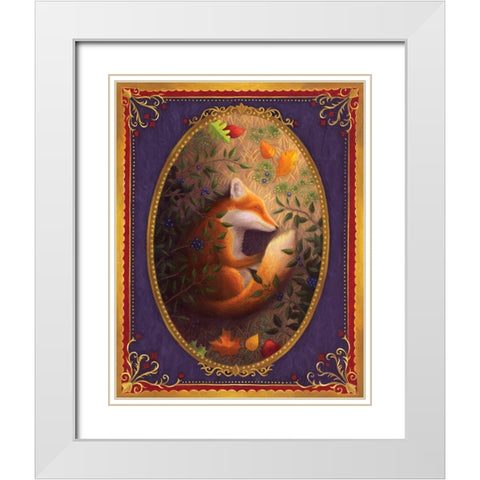 Sleeping Fox White Modern Wood Framed Art Print with Double Matting by Matarazzo, Gina