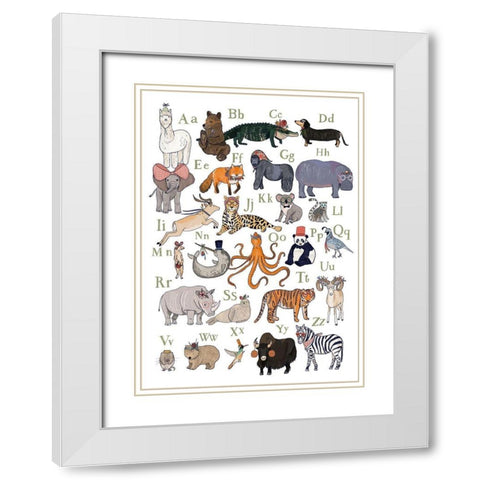 ABC Party Animal White Modern Wood Framed Art Print with Double Matting by Melin, Hanna