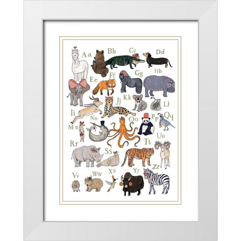 ABC Party Animal White Modern Wood Framed Art Print with Double Matting by Melin, Hanna