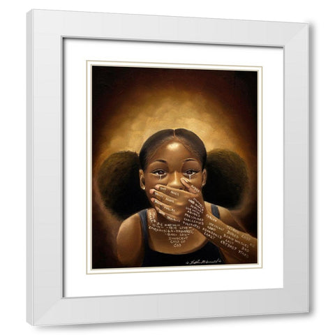 Words We Never Said White Modern Wood Framed Art Print with Double Matting by Muhammad, Salaam