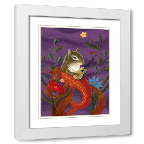 Aurelia The Mermouse White Modern Wood Framed Art Print with Double Matting by Matarazzo, Gina