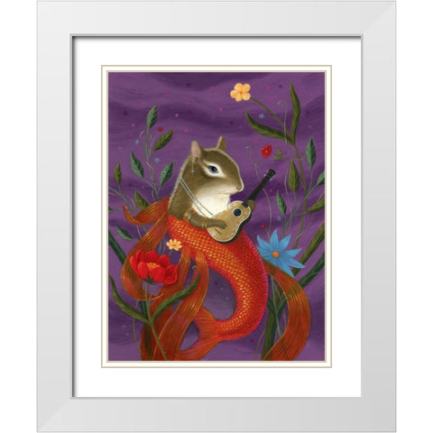 Aurelia The Mermouse White Modern Wood Framed Art Print with Double Matting by Matarazzo, Gina