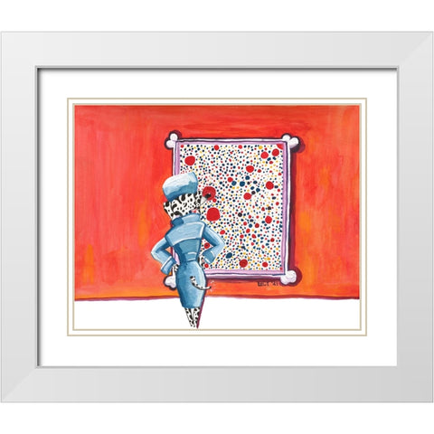 Miss Indognito Does Pointillism White Modern Wood Framed Art Print with Double Matting by Marshall, Lucy