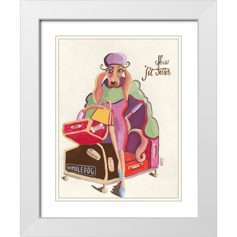 Miss Jet Setter White Modern Wood Framed Art Print with Double Matting by Marshall, Lucy