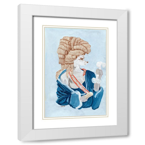 Parisien Poodle White Modern Wood Framed Art Print with Double Matting by Marshall, Lucy