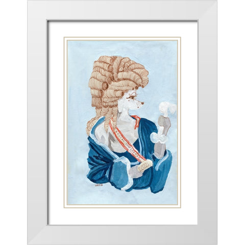 Parisien Poodle White Modern Wood Framed Art Print with Double Matting by Marshall, Lucy