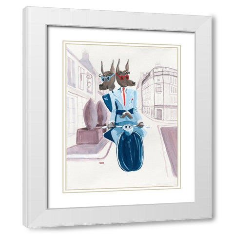 The Doberman Do Paris White Modern Wood Framed Art Print with Double Matting by Marshall, Lucy
