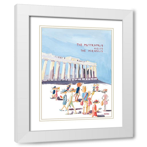 The Muttropolis Vists The Acropolis White Modern Wood Framed Art Print with Double Matting by Marshall, Lucy