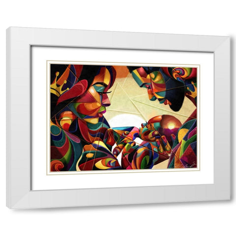 Family Hues White Modern Wood Framed Art Print with Double Matting by Muhammad, Salaam