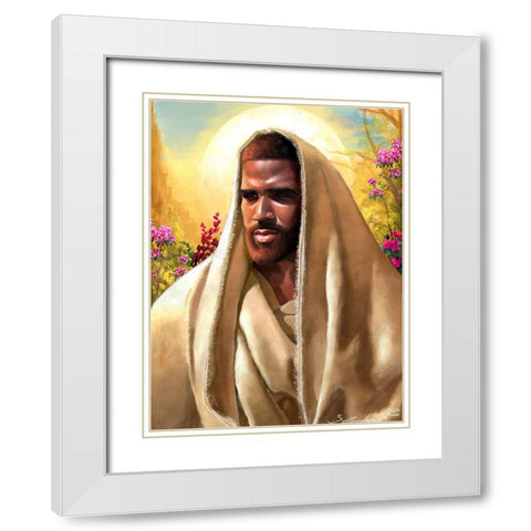 Jesus Peace White Modern Wood Framed Art Print with Double Matting by Muhammad, Salaam