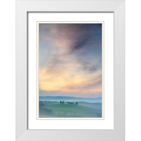 Capella di Vitaleta at Dawn Tuscany II White Modern Wood Framed Art Print with Double Matting by Mumford, Andy