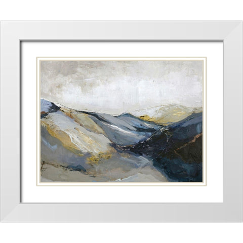 Out Line 3 White Modern Wood Framed Art Print with Double Matting by Design Fabrikken