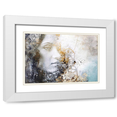 Gradient White Modern Wood Framed Art Print with Double Matting by Design Fabrikken