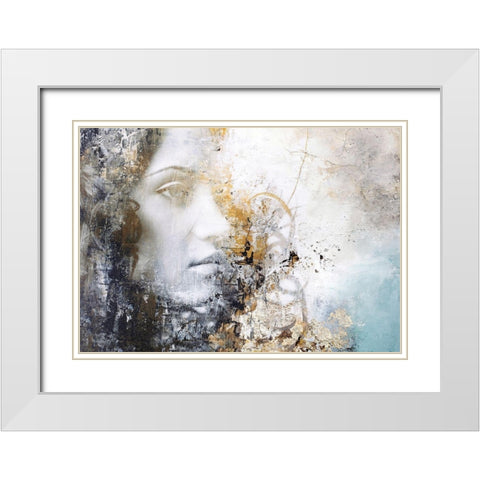 Gradient White Modern Wood Framed Art Print with Double Matting by Design Fabrikken