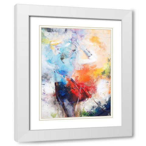 She Dances White Modern Wood Framed Art Print with Double Matting by Design Fabrikken
