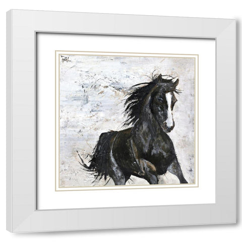 Wild Horse 1 White Modern Wood Framed Art Print with Double Matting by Design Fabrikken