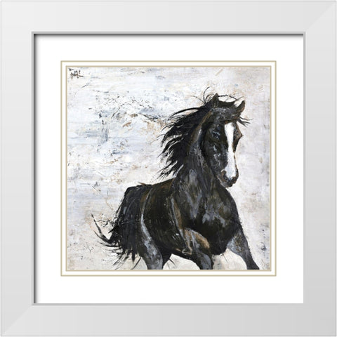 Wild Horse 1 White Modern Wood Framed Art Print with Double Matting by Design Fabrikken